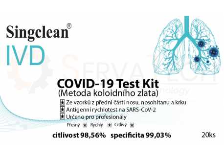 SINGCLEAN výtěrový rychlotest antigen na COVID-19 koronavirus, 20 ks
