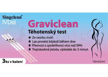 GRAVICLEAN těhotenský test - Proužky 3 ks