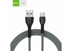 GOLF textilný dátový kábel USB-C 1m, 3A, sivý