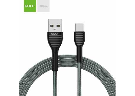 GOLF textilný dátový kábel USB-C 1m, 3A, sivý