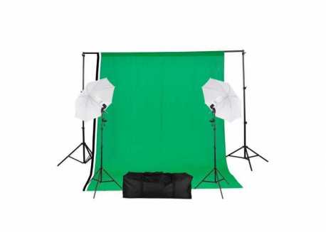 Fotostudio Set - 2x deštník, 3x plátno