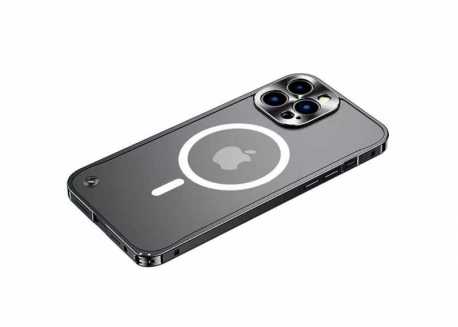 Kovový magnetický Magsafe kryt na Apple iPhone 15 Plus, černý