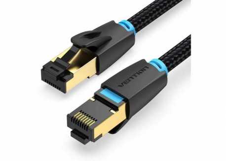 Síťový kabel Vention Cotton Braided Cat.8 SFTP Patch Cable 3m, černý