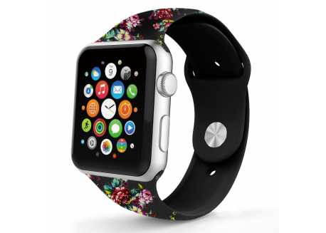 Řemínek pro apple watch 38/40, silikon flower I černý