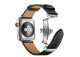 Řemínek pro apple watch 42/44, kůže černý, stříbrná přeska