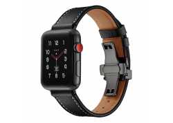 Řemínek pro apple watch 42/44, kůže černý, černá přeska
