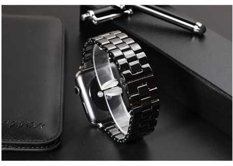Řemínek třířadý pro apple watch 38/40, keramika černý