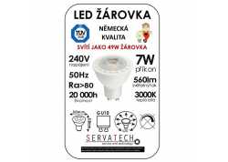 Symfony LED žárovka reflektor/bodovka 7W / 49W 240V GU10 560lm 120° 20.000h teplá bílá
