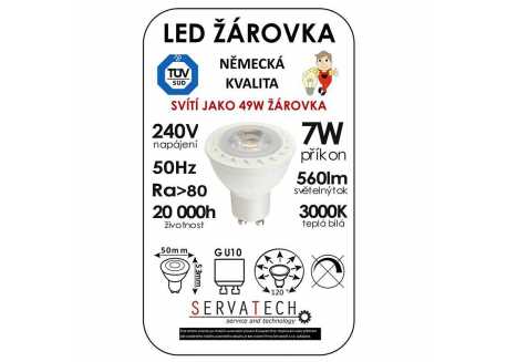 Symfony LED žárovka reflektor/bodovka 7W / 49W 240V GU10 560lm 120° 20.000h teplá bílá