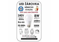 Symfony LED žárovka B55 8W / 55W 240V E27 640lm 270° 20.000h teplá bílá